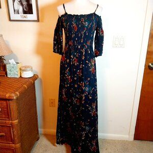 XHILARATION OFF SHOULDER GATHERED ELASTIC AND SLEEVE CUFFS CRINKLE GAUZE  SZ L